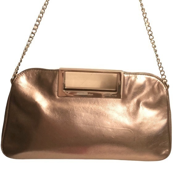 Michael kors silver leather convertible clutch bag